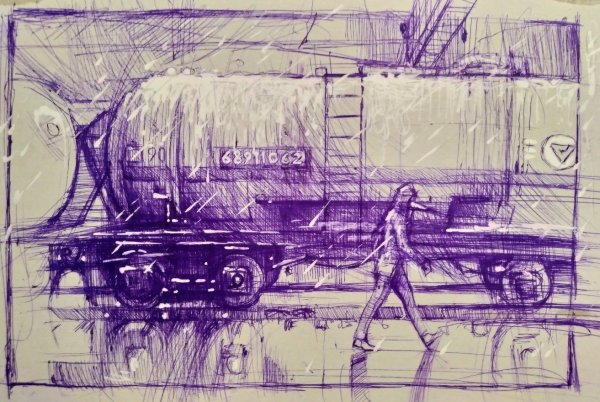 Рисунок поезда ручкой