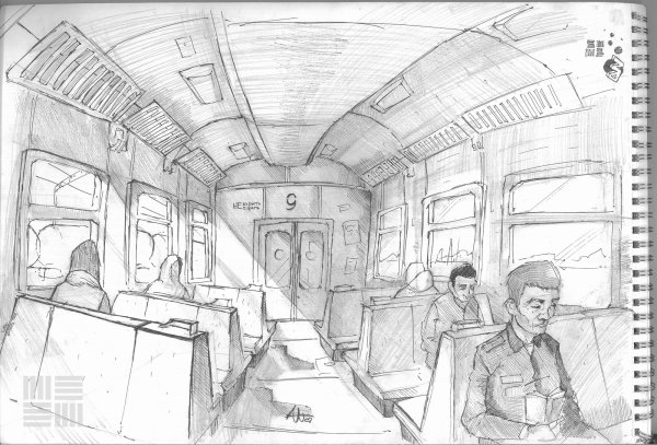 Поезд зарисовка