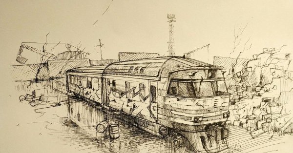 Поезд набросок