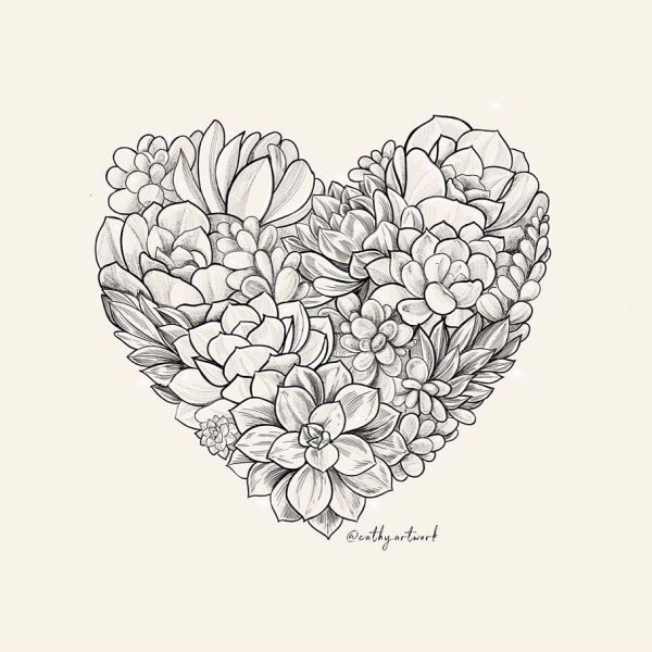 Тату суккулент эскиз