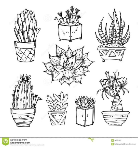 Стилизованный цветок в горшке