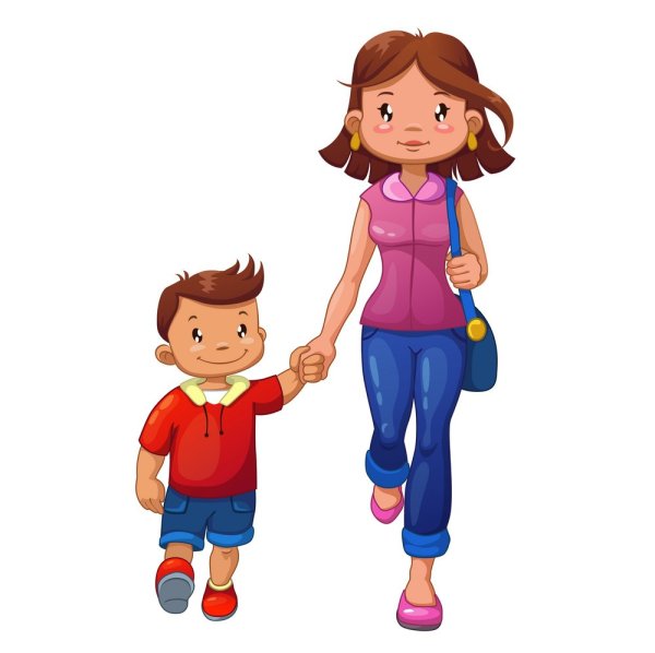 Мультяшный ребенок идет в садик