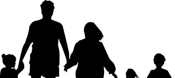 Черный силуэт семьи