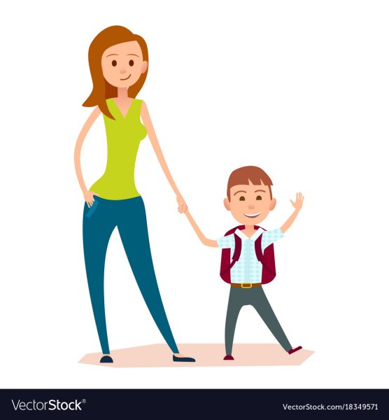 Мама ведет ребенка за руку