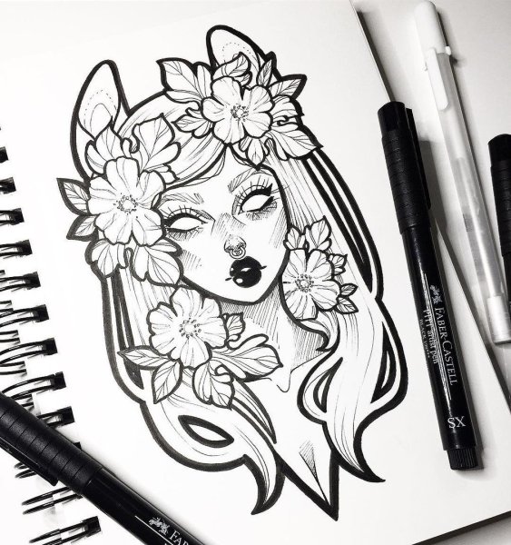 Рисунки чёрной ручкой для срисовки