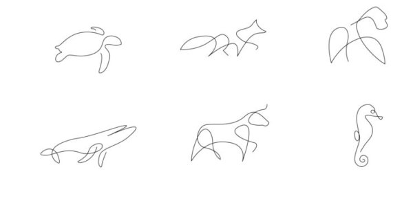 Рисование животных одной линией