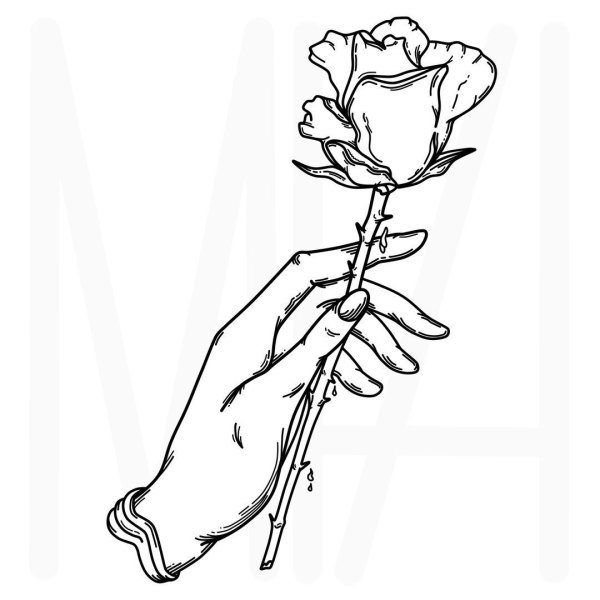 Рука рисует цветок