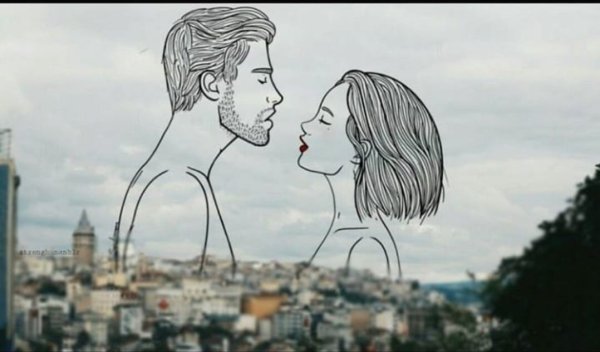 Рисунки влюбленных в стиле арт