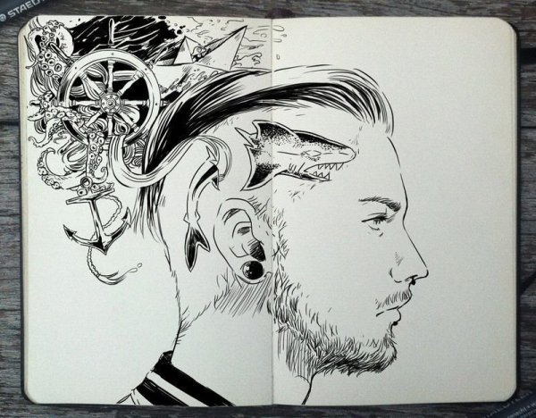 Портрет гелевой ручкой арт