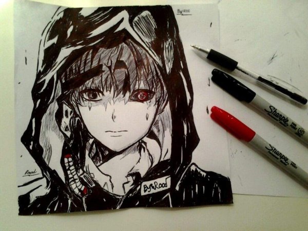 Аниме черной ручкой