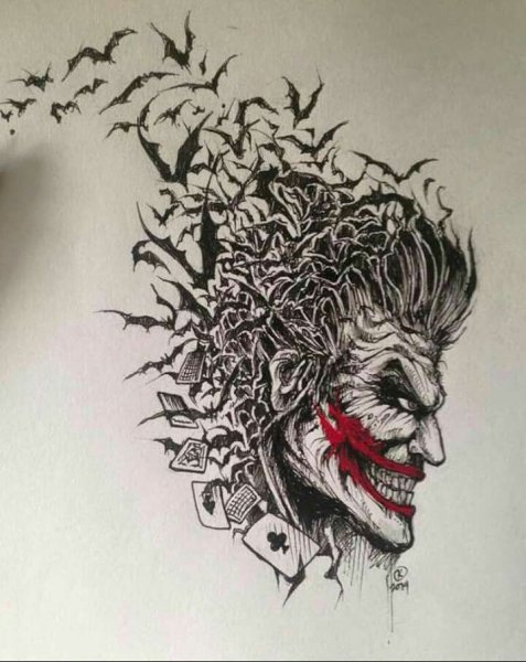 Эскизы тату для мужчин Джокер