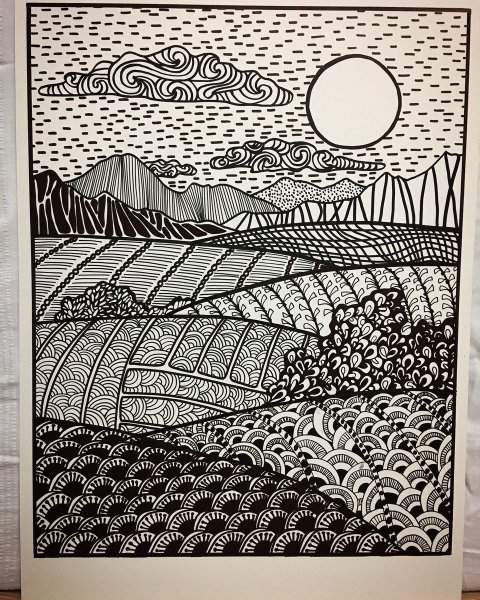 Стилизованный пейзаж Графика