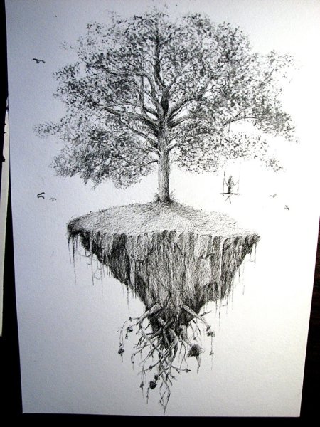 Пейзаж гелевой ручкой