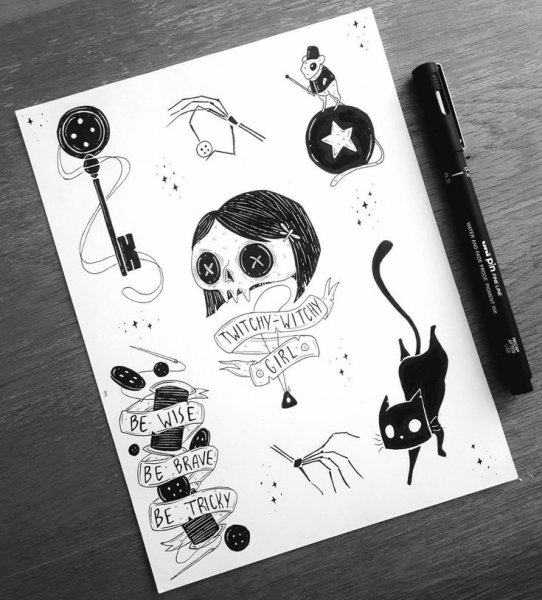 Рисунки чёрной гелевой ручкой маленькие