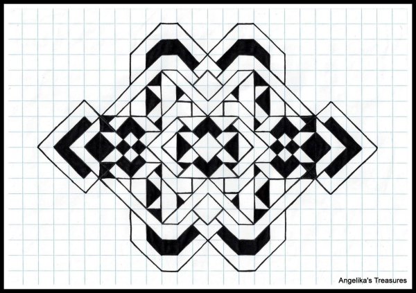 Рисунки по клеточкам в тетради ручкой
