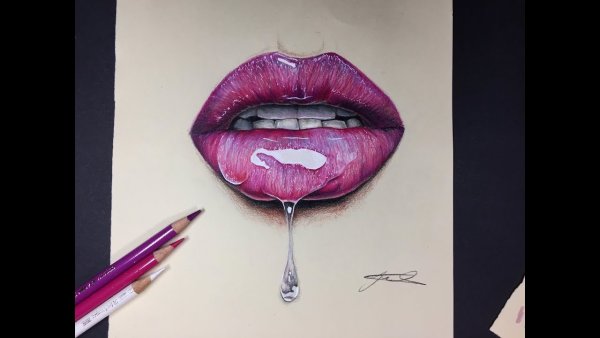 Губы рисунок ручкой