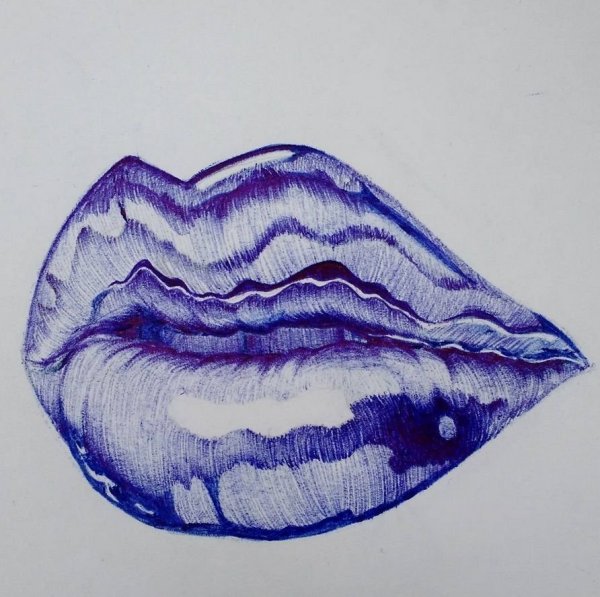 Губы рисунок ручкой