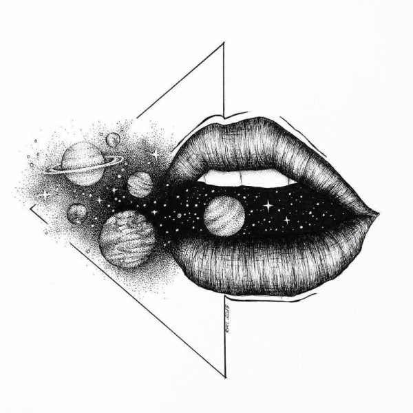 Тату поцелуй эскиз