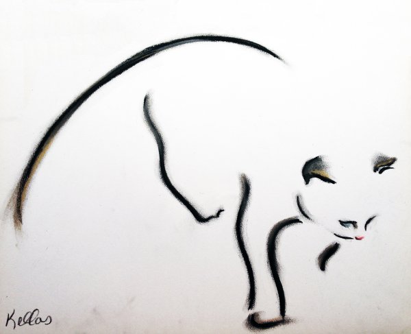 Грациозная кошка карандашом