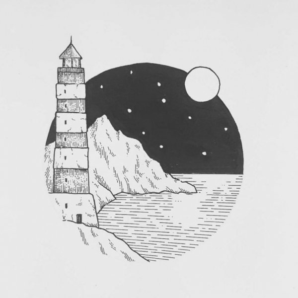 Маяк черной ручкой