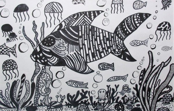 Графическая композиция подводный мир