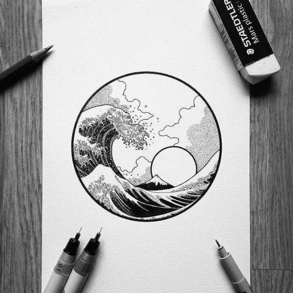 Рисунки в круге для скетчбука