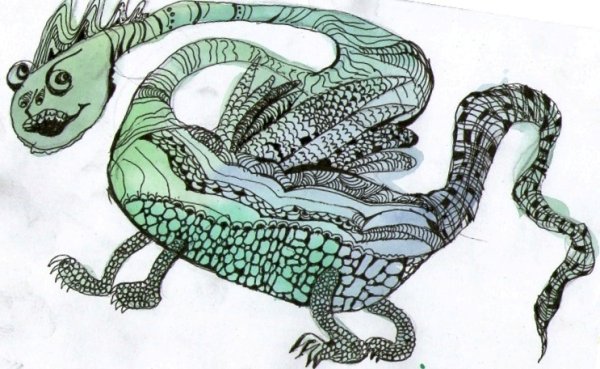 Дракон гелевой ручкой