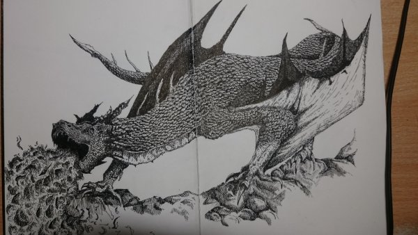 Дракон гелевой ручкой