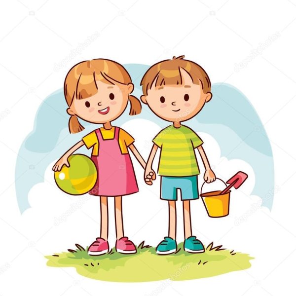 Мальчик и девочка держатся за руки