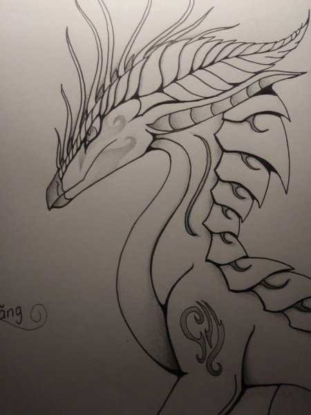 Дракон гелевой ручкой