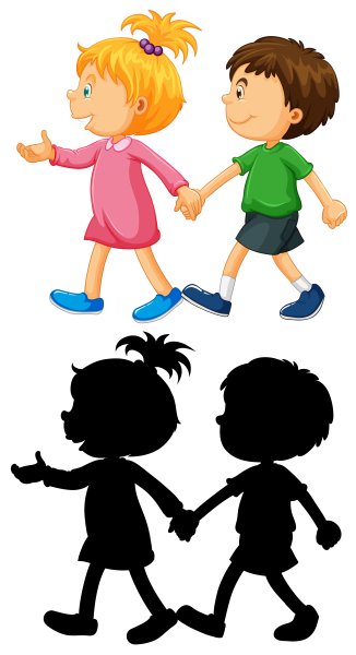 Девочка держится за руку с мальчиком иллюстрация