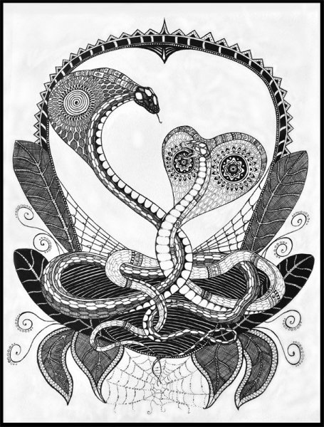 Змеи гелевой ручкой