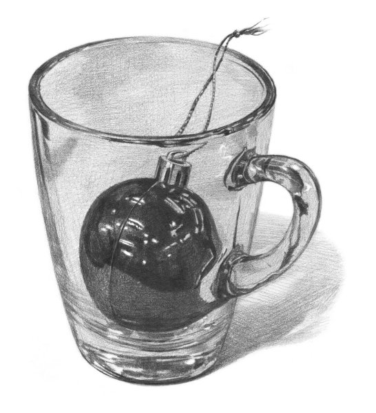 Стеклянный стакан карандашом