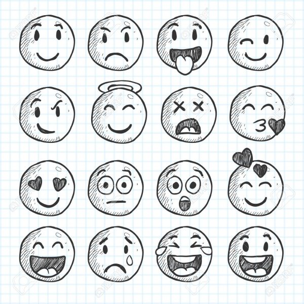 Распечатка смайлов черно-белых