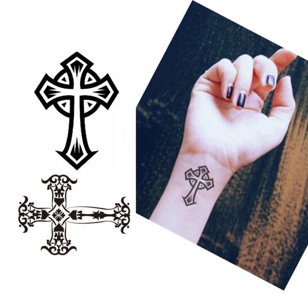 Тату ручкой крест