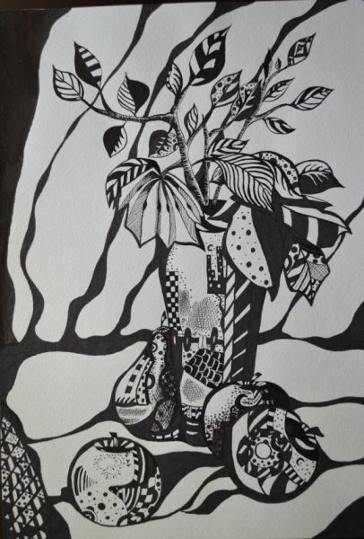 Стилизованные натюрморты в графике