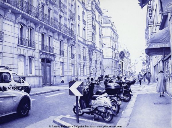 Ретро автомобили шариковой ручкой