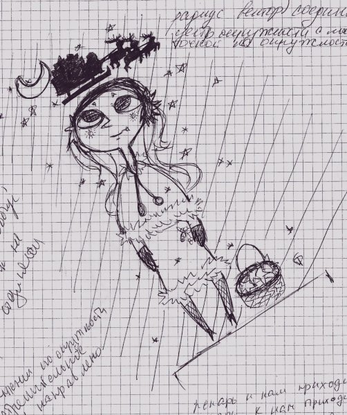 Рисунки чёрной ручкой в тетради в клетку