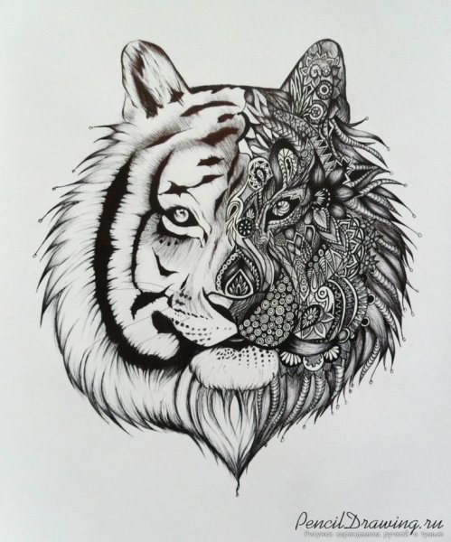 Животные черной гелевой ручкой