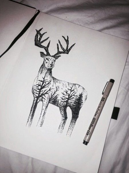 Олень маркерами