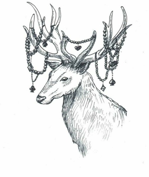 Олень гелевой ручкой