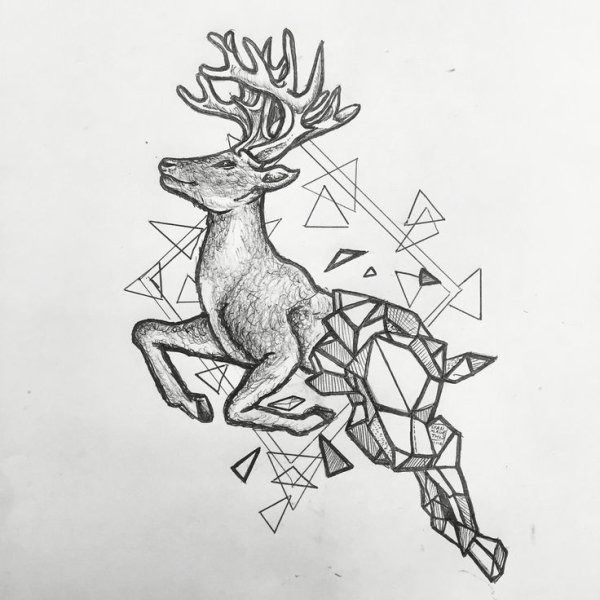 Олень тату эскиз