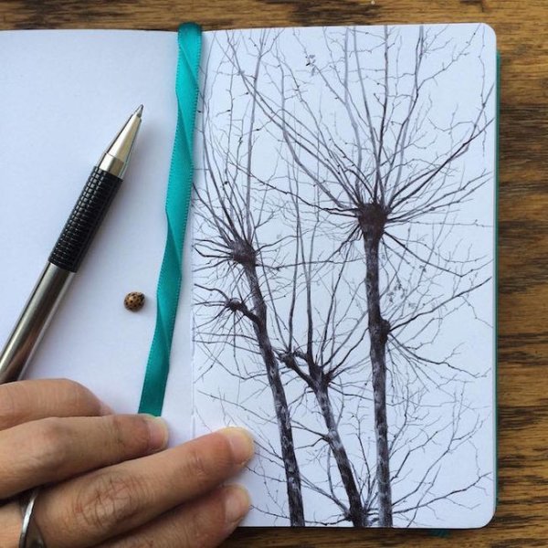 Дерево гелевой ручкой