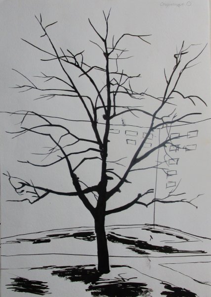 Наброски деревьев маркером