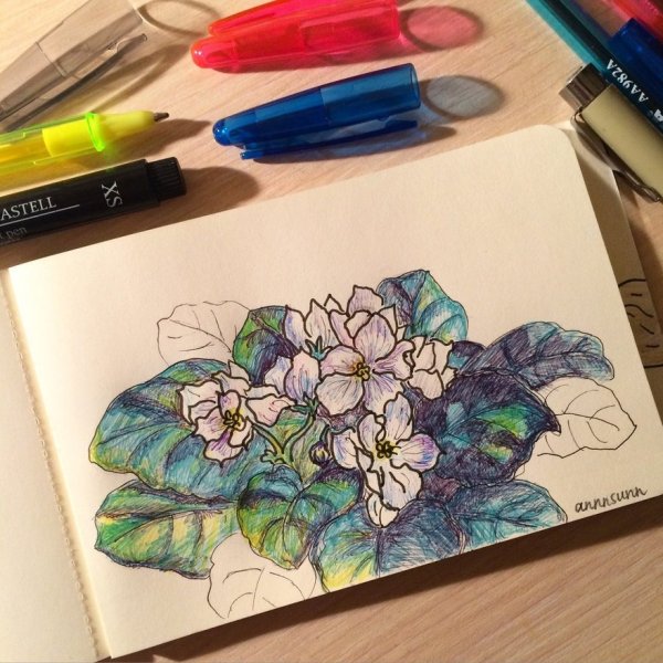 Скетчи цветными ручками