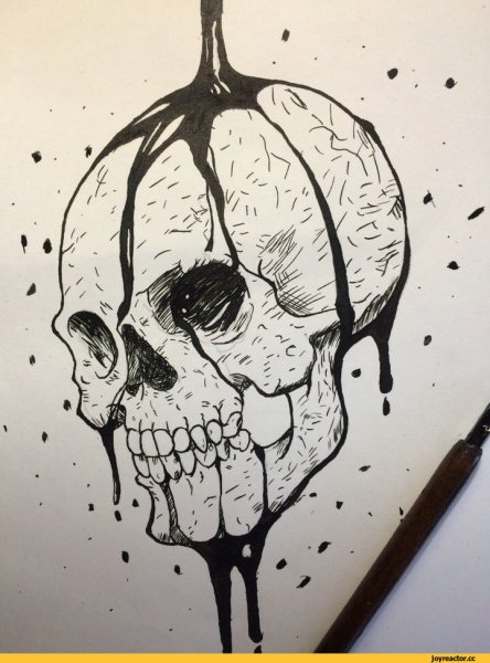 Нарисовать череп ручкой