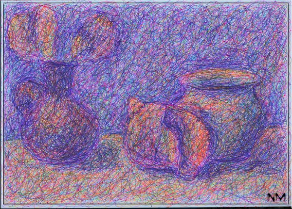 Натюрморт шариковыми ручками