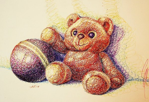 Рисование разноцветными шариковыми ручками