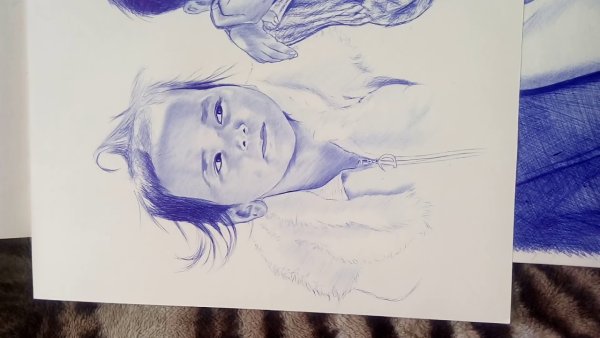 Рисунок выполнен шариковой ручкой