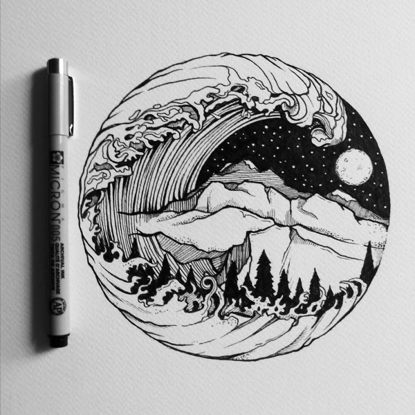 Рисунки чёрной ручкой